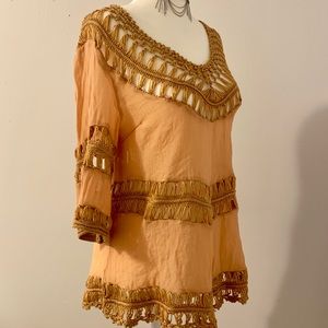 Peach Top with Braid Pattern